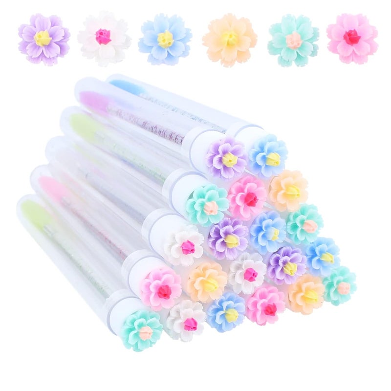 SenRocc 20 pcs Mascara Wands Tube Set Reusable Lash Spoolies Flower Tube Eyelash Brush Tubes Spoolies Lash Extension Brushes Applicators Makeup Tools (cherry blossom-MlX) - Image 1